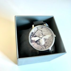 Olivia Burton Lucky Bee leather strap watch